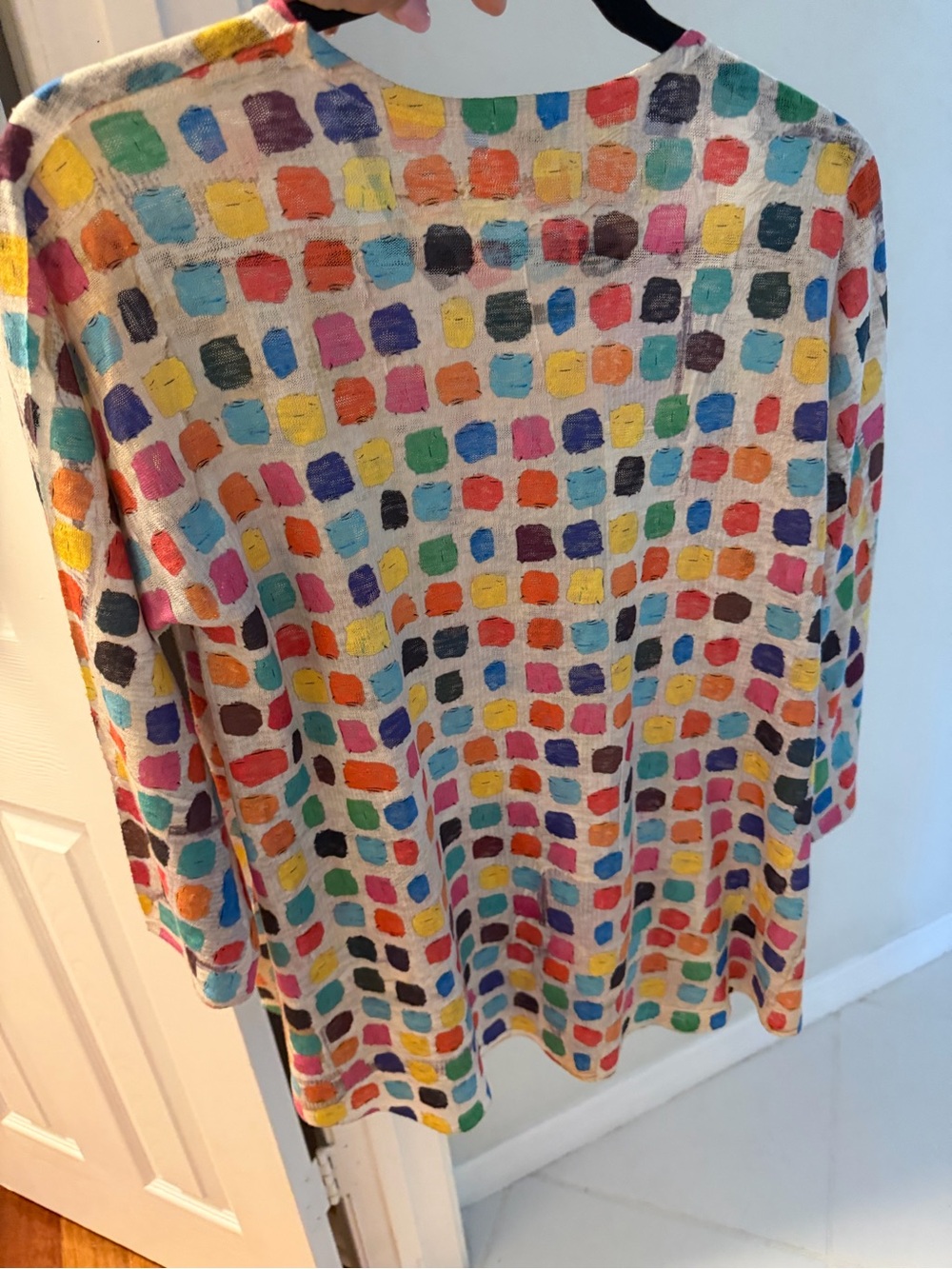 Multicolored Square Print Long Sleeve Top in size medium - Picture 8 of 9